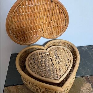 Heart-Shaped Wicker Basket Set